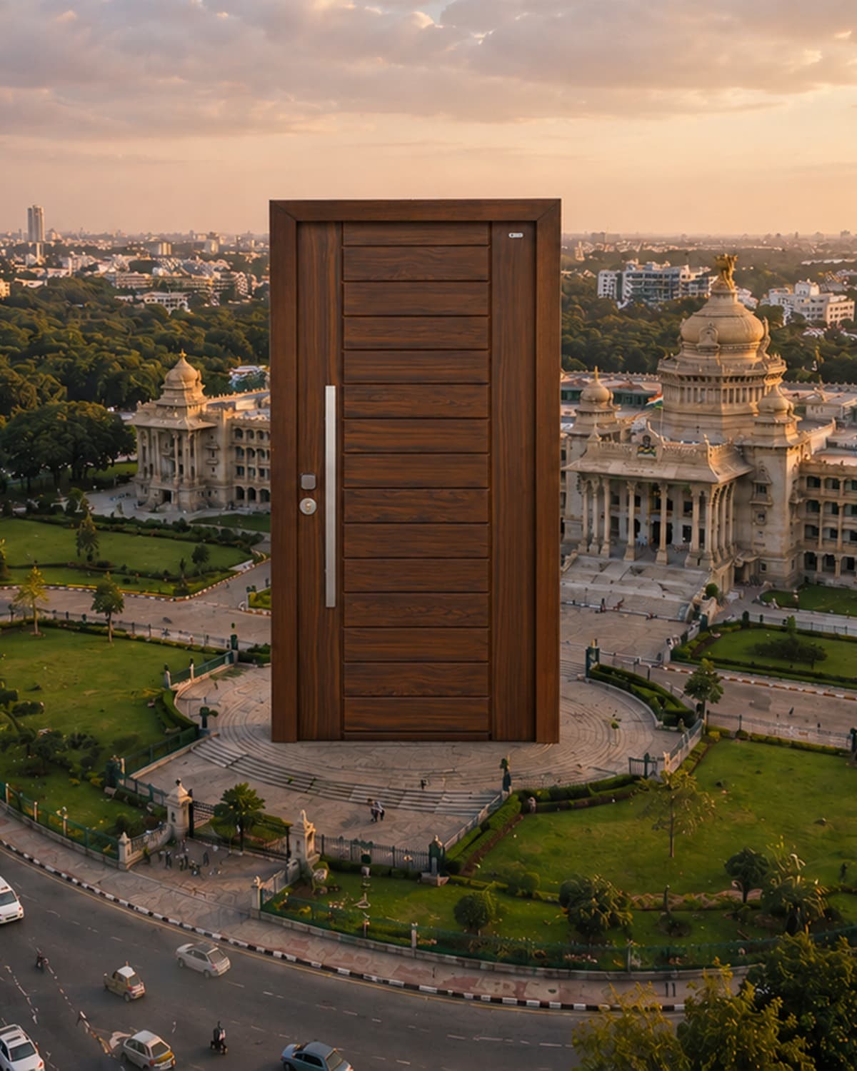 Modern home entrance with Steel Doors in Bangalore by Hawaii Doors